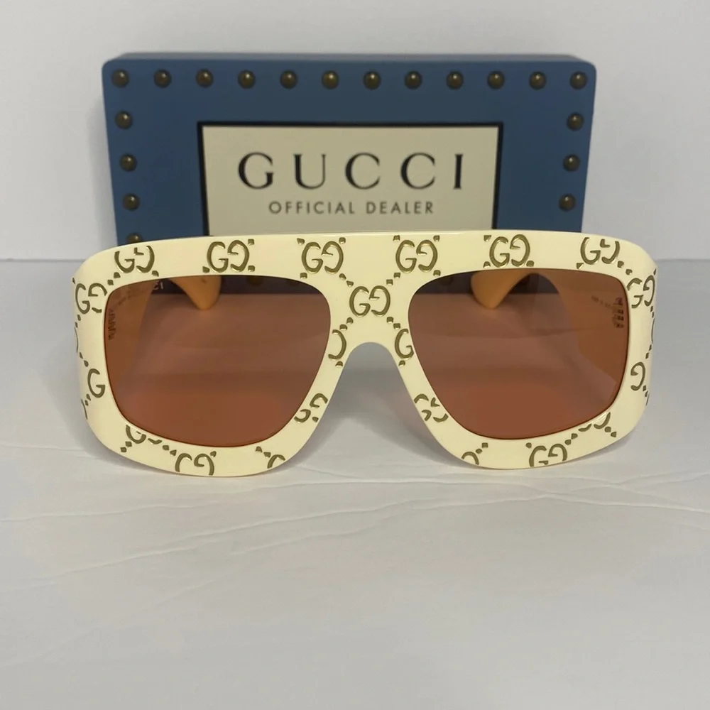 Gucci Rectangular Sunglasses with GG0983s Ivory - Gucci Eyewear